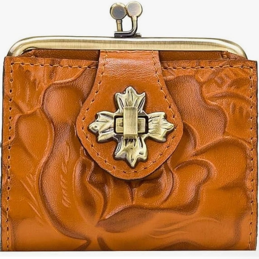 Patricia Nash NWT Rosetool Casella Cognac Bifold Wallet